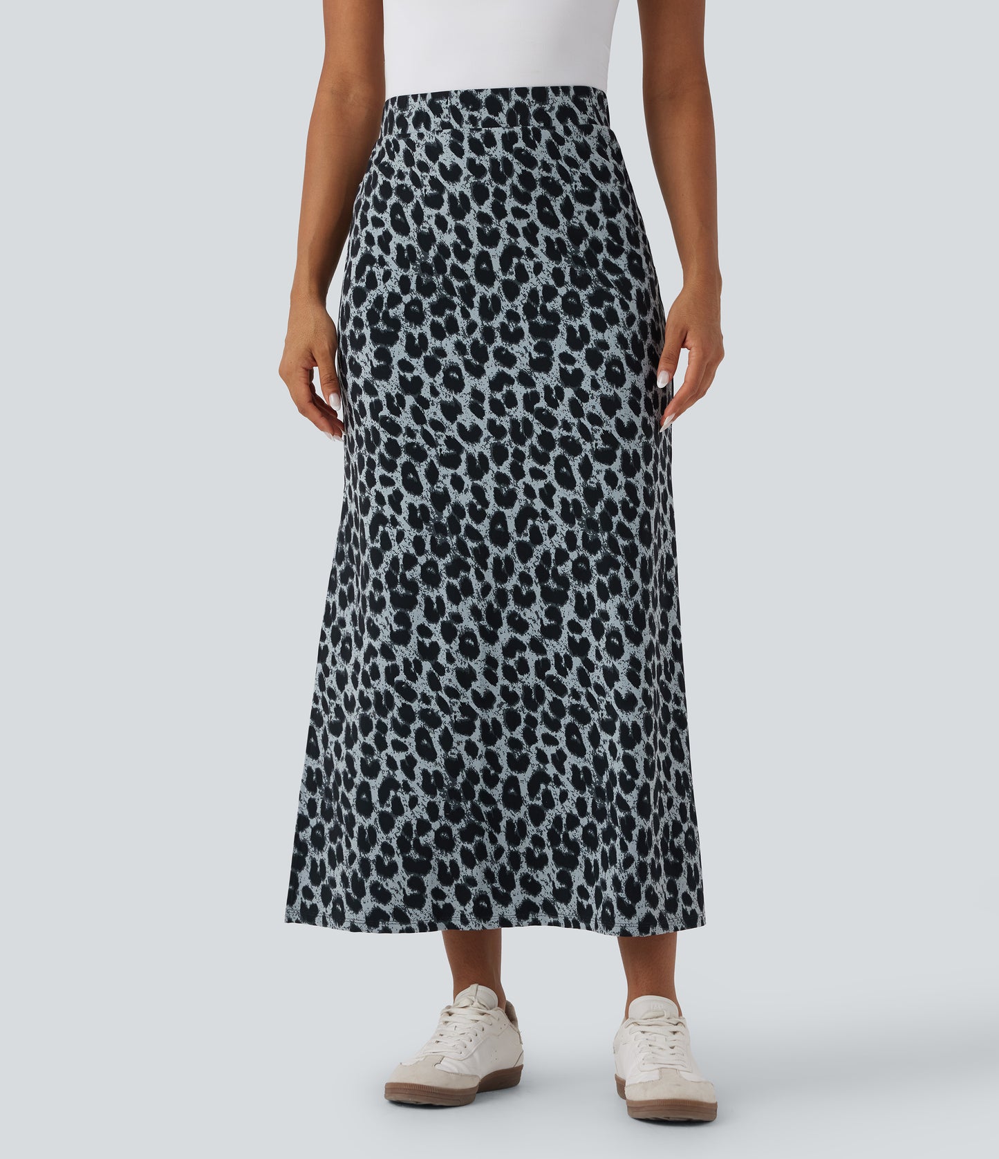 Halara UltraSculpt Leopard Print High Waisted Maxi Skirt with Split Hem