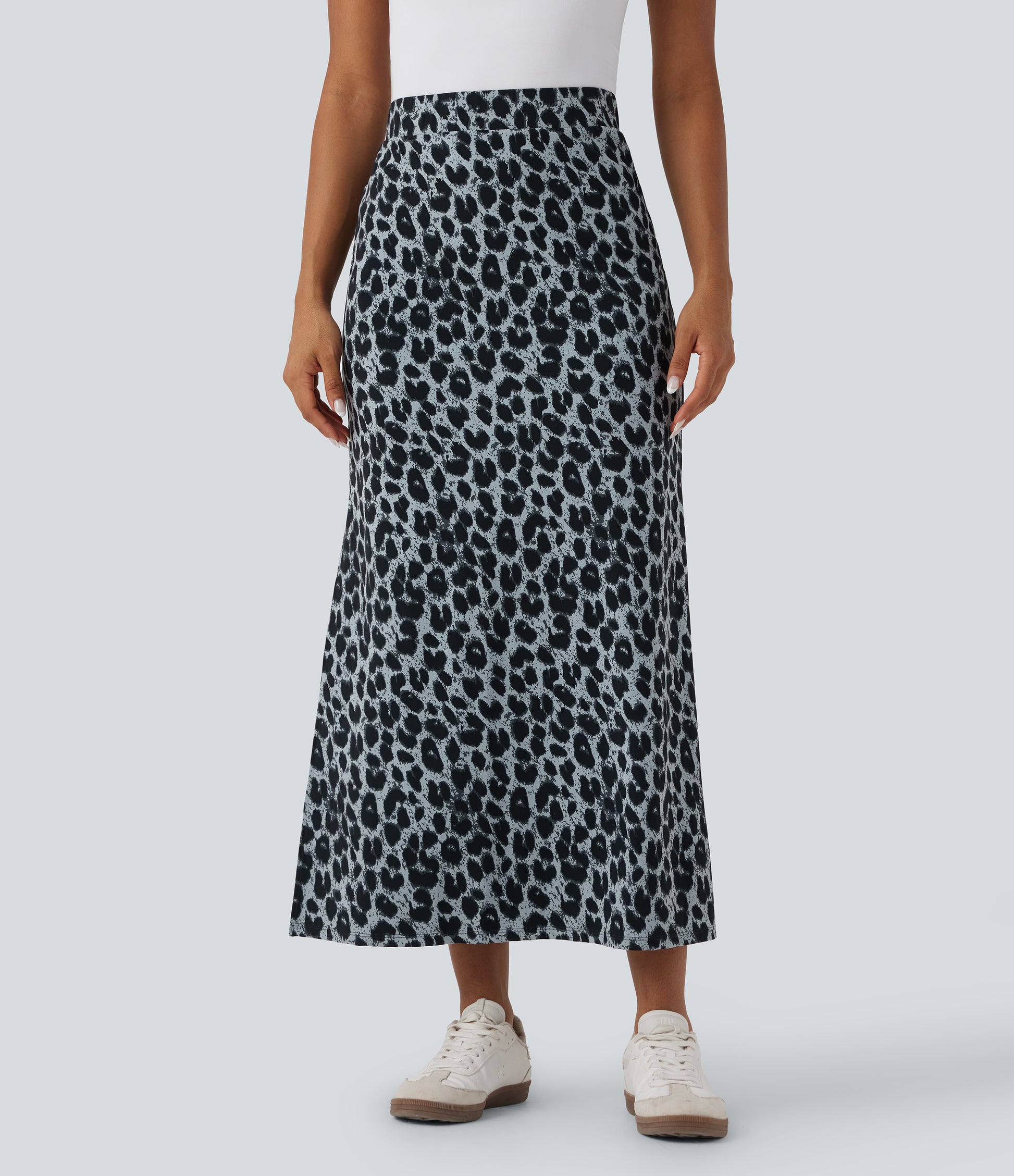 Halara UltraSculpt Leopard Print High Waisted Maxi Skirt with Split Hem