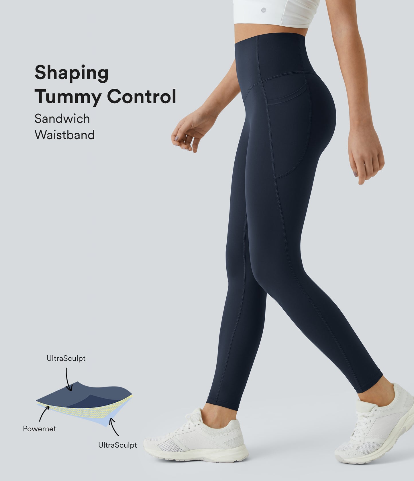Halara UltraSculpt SoCinched High-Waisted Tummy Control Side Pocket Shaping Training Leggings