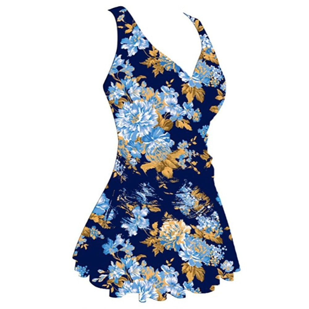Conservative Women's Plus Size Printed Cherry One-piece Swimsuit