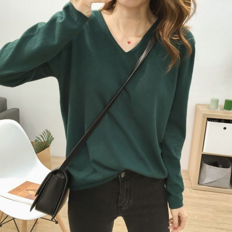 Solid Color Inner Wear Bottoming Shirt Sweater For Women