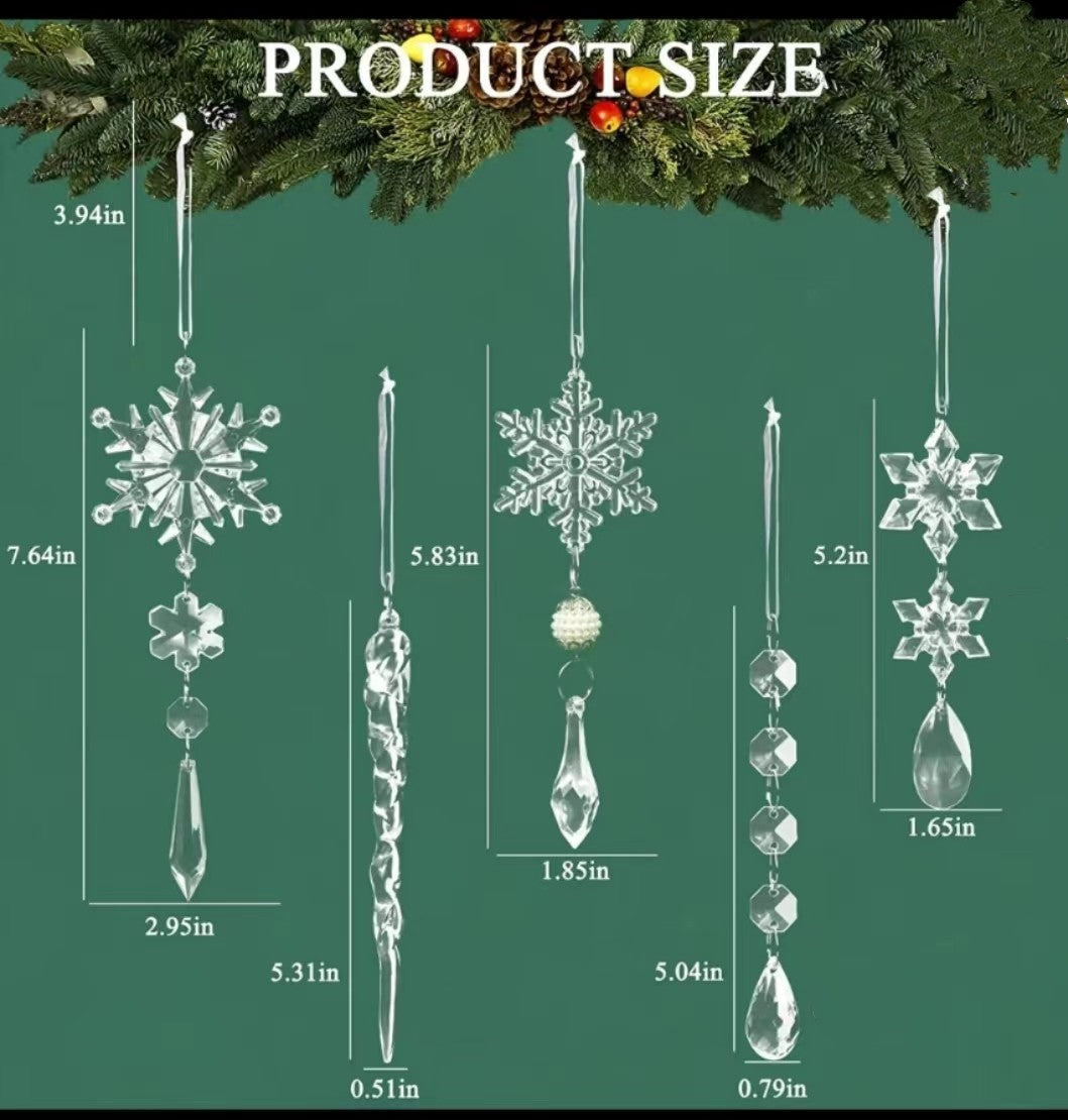 Christmas Tree Hanging Pendants Acrylic Ice Strip Snow 06
