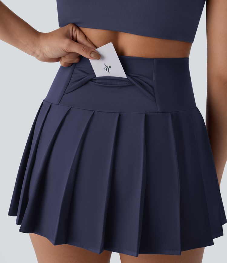 Breezeful™ High Waisted Pleated Quick Dry Mini Dance Skirt with Pockets