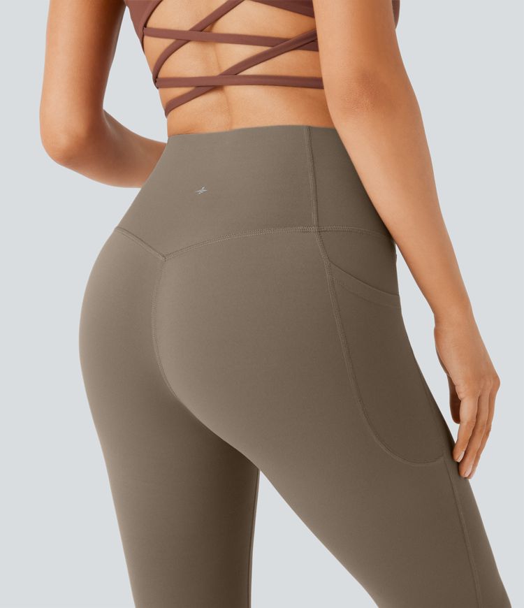 Halara UltraSculpt™ SoCinched High Waisted Tummy Control Side Pocket Shaping Yoga Flare Leggings