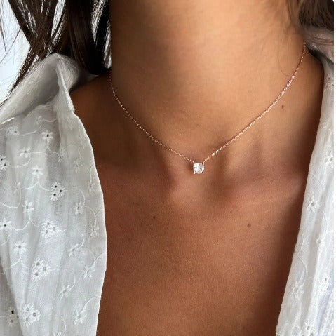 Simple Geometric Zircon Pendant Necklace For Women 04