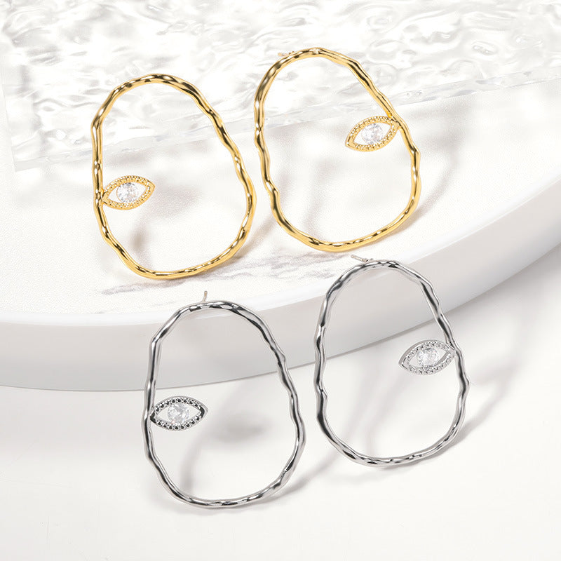 Exaggerated Earrings 18k Gold-plated Geometric Eye Earrings
