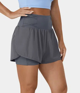 High Waisted Side Pocket 2-in-1 Casual Shorts 3''