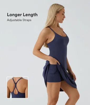 Softlyzero™ Airy Backless Cut Out Adjustable Strap 2-in-1 Pocket Cool Touch Longer Active Dress-UPF50+