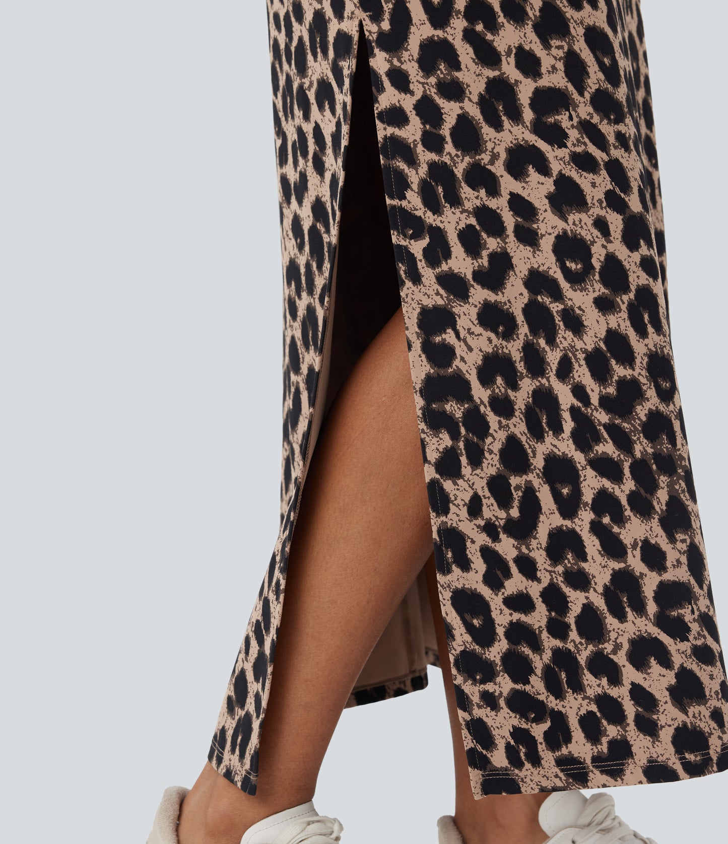 Halara UltraSculpt Leopard Print High Waisted Maxi Skirt with Split Hem