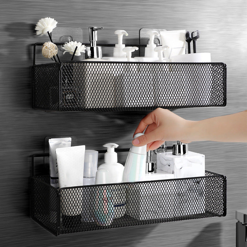Black Wall-mounted Bathroom Shelf Shower Shampoo Rack Toilet 09