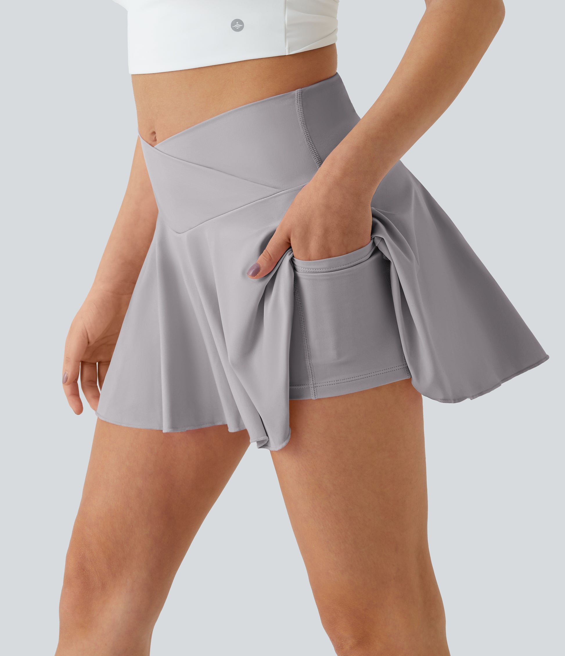 Softlyzero™ Airy Comfy High-Waisted Crossover Tennis Skirt with Pockets UPF50+