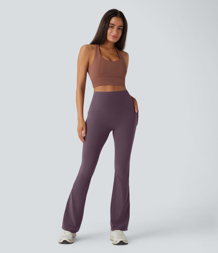 Halara UltraSculpt™ SoCinched High Waisted Tummy Control Side Pocket Shaping Yoga Flare Leggings