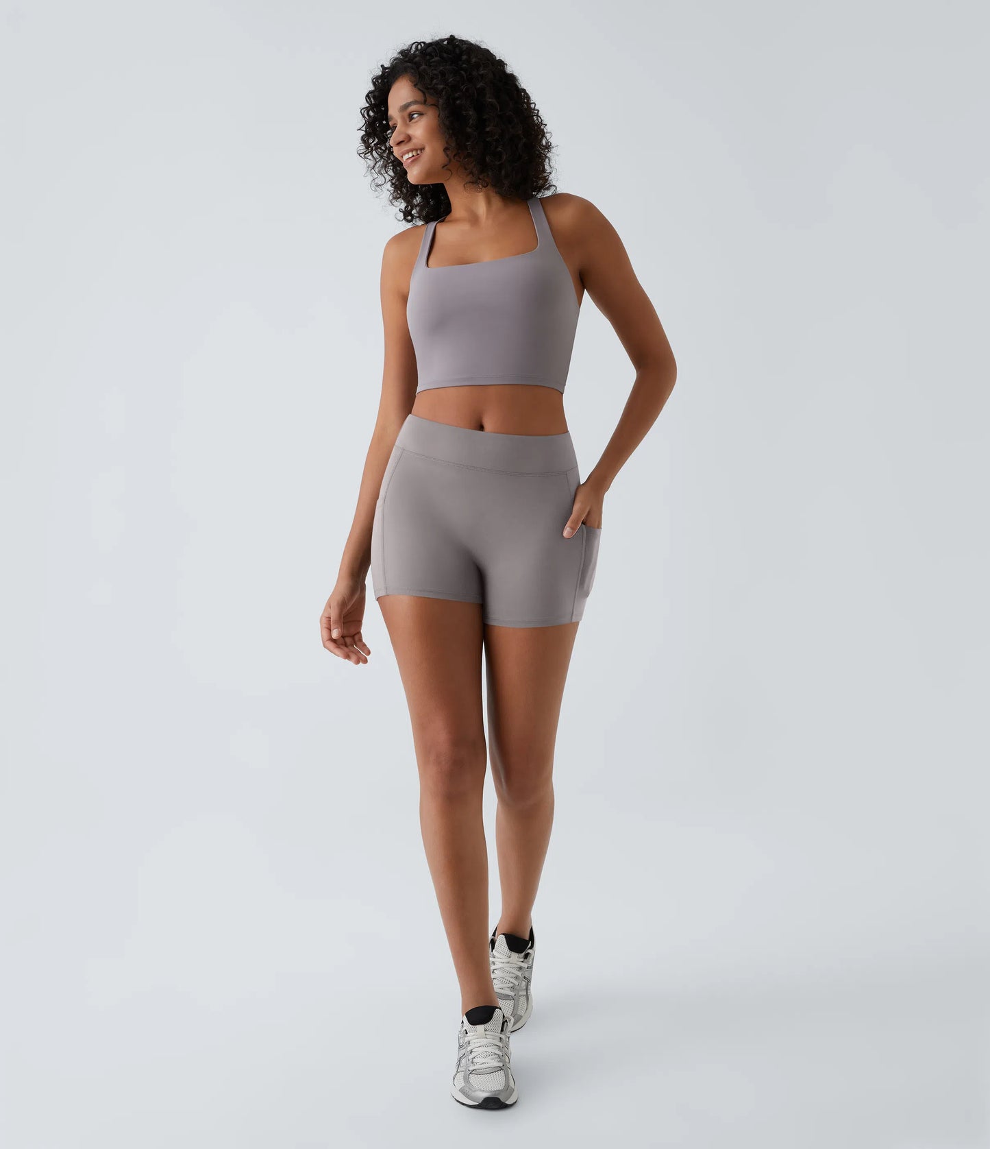Softlyzero Airy High Waisted Side Pocket Plain Cool Touch Yoga Shorts 3.5"-UPF50+
