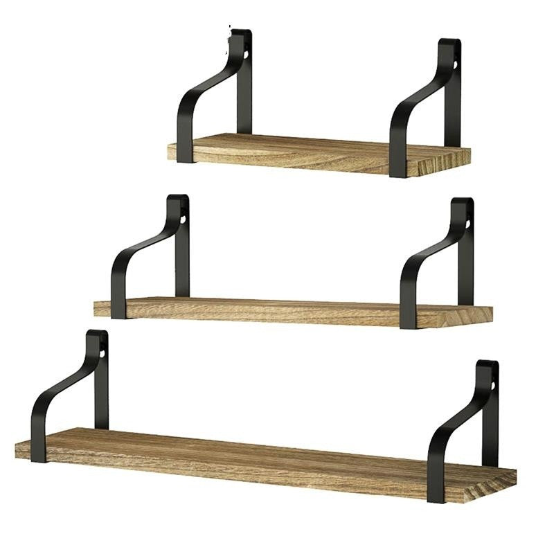 Space-saving wooden floating shelf trio with minimalist design and secure wall mounting