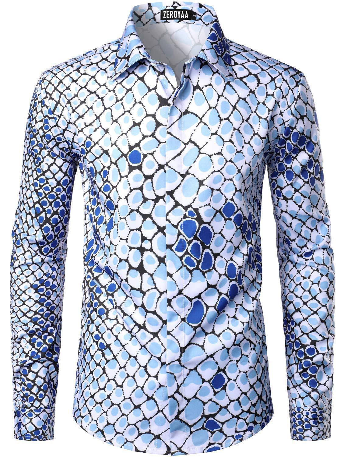 Fashion 3D Rose Printing Men's Long Shirt