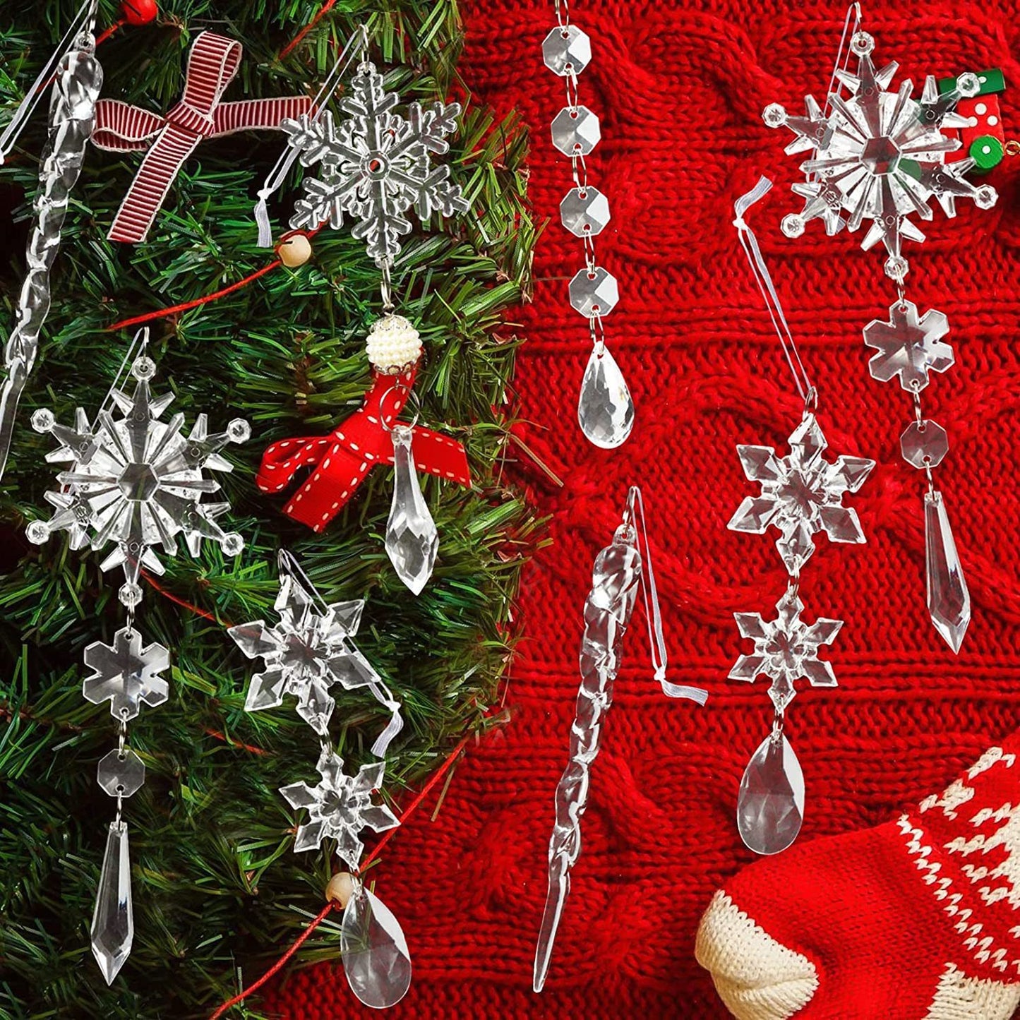 Christmas Tree Hanging Pendants Acrylic Ice Strip Snow 05
