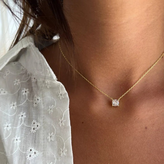 Simple Geometric Zircon Pendant Necklace For Women 01