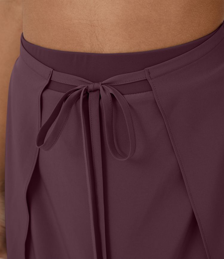 Breezeful Women's High-Waisted Tie-Front Split Flowy 2-in-1 Maxi Quick-Dry Skirt