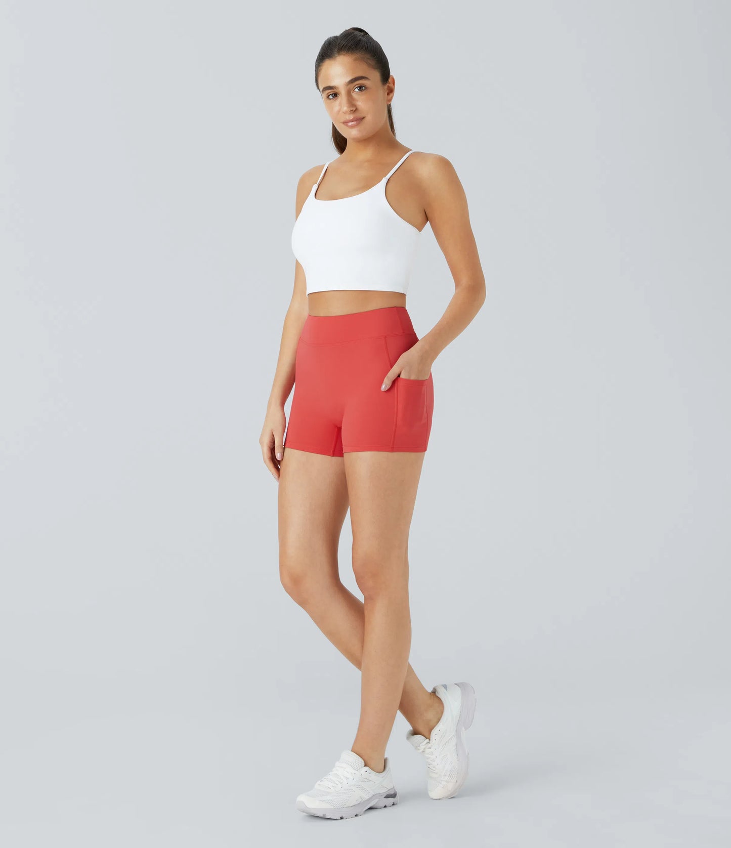Softlyzero Airy High Waisted Side Pocket Plain Cool Touch Yoga Shorts 3.5"-UPF50+