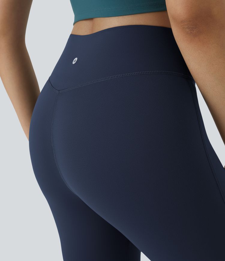 Comfortable High-Waisted Crossover Flare Yoga Leggings for Stylish Movement