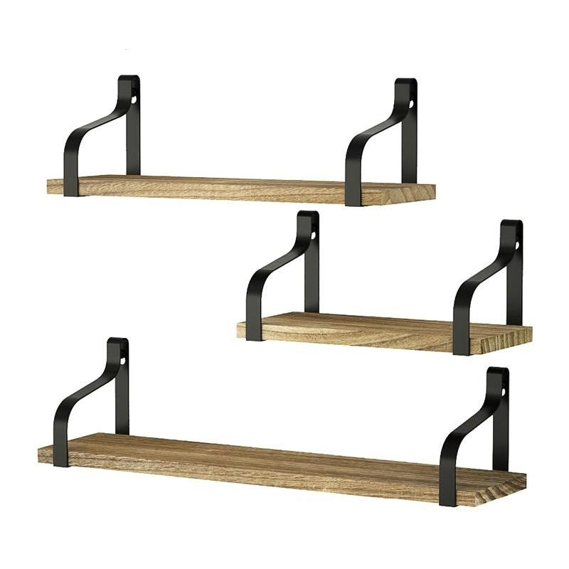 Multi-purpose wooden wall shelves set showing staggered installation and weight capacity