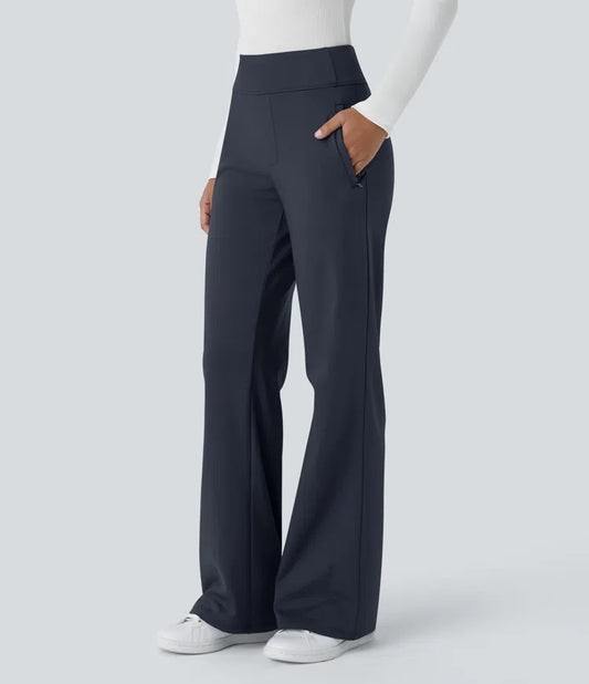 Halara Flex High Waisted Side Zipper Pocket Work Flare Pants