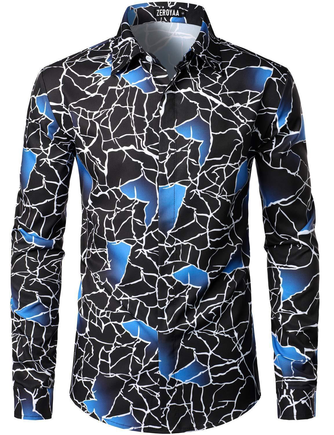 Fashion 3D Rose Printing Men's Long Shirt