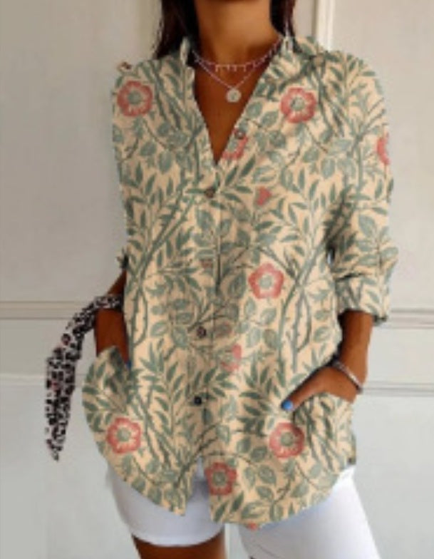 New Women's Long Sleeved Shirt For Summer Fashion, 3D Printed Shirt With Floral Pattern