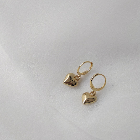 Women's Heart Plated 14K Real Gold Earrings