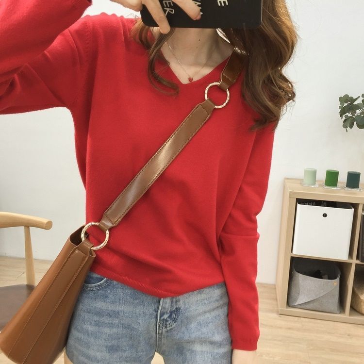 Solid Color Inner Wear Bottoming Shirt Sweater For Women