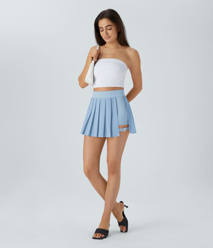 Breezeful High-Waisted Pleated 2-in-1 Mini Skirt with Shorts, Quick-Dry Fabric