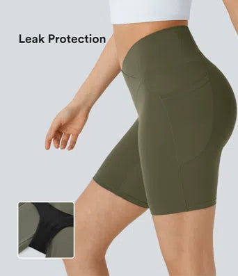 Softlyzero  High Waisted Crossover Side Pocket Yoga Biker Shorts 7