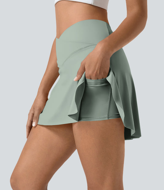 Halara SoftlyZero Airy Crossover 2-in-1 Mini Tennis Skirt UPF50+