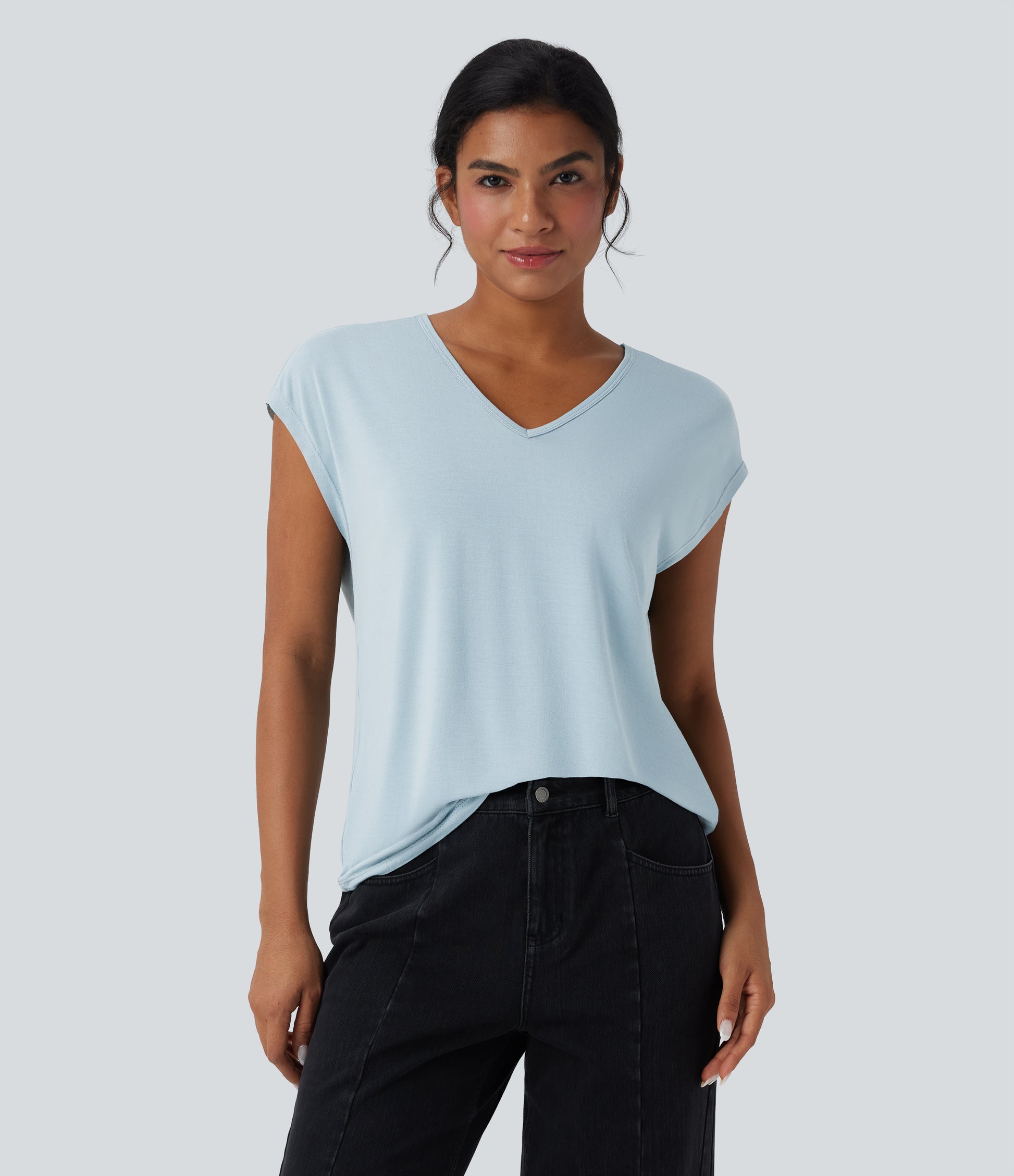 Women's Comfortable V-Neck Short Sleeve Casual T-Shirt for Everyday Wear