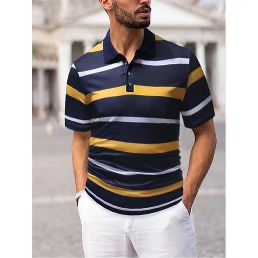 Striped Polo Shirt Men's Summer Short-sleeved T-shirt