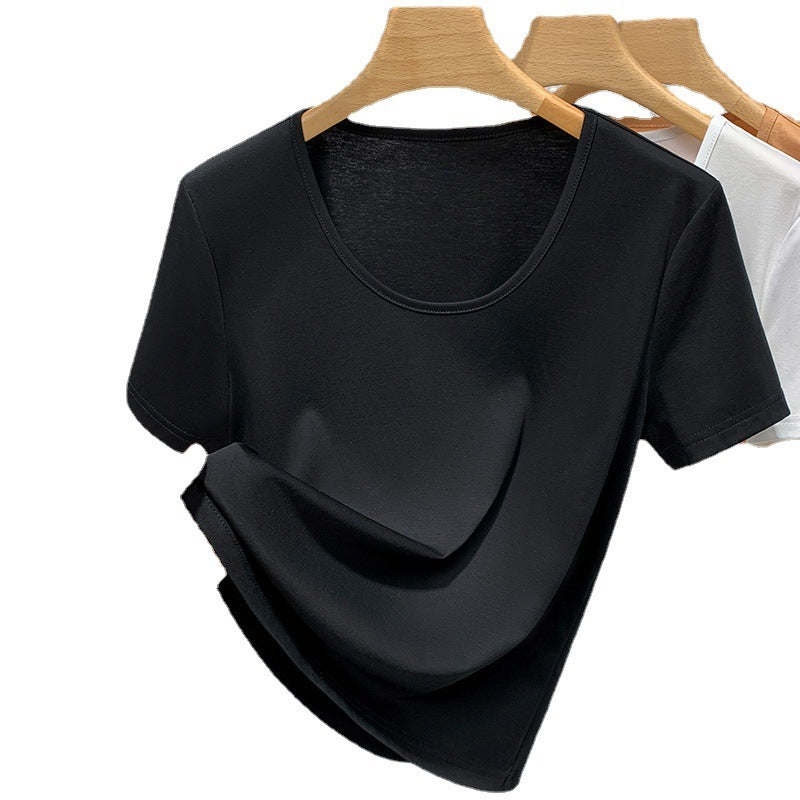 Women's Round Neck Double-sided Mercerized Cotton Short-sleeved T-shirt