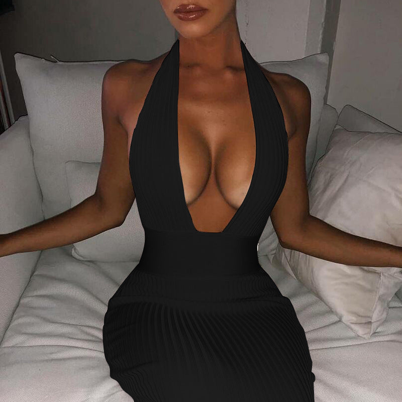 Halter neck pit strip dress