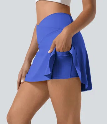 Zipper Racerback Split Side Pocket 2-Piece Mini Tennis Active Dress