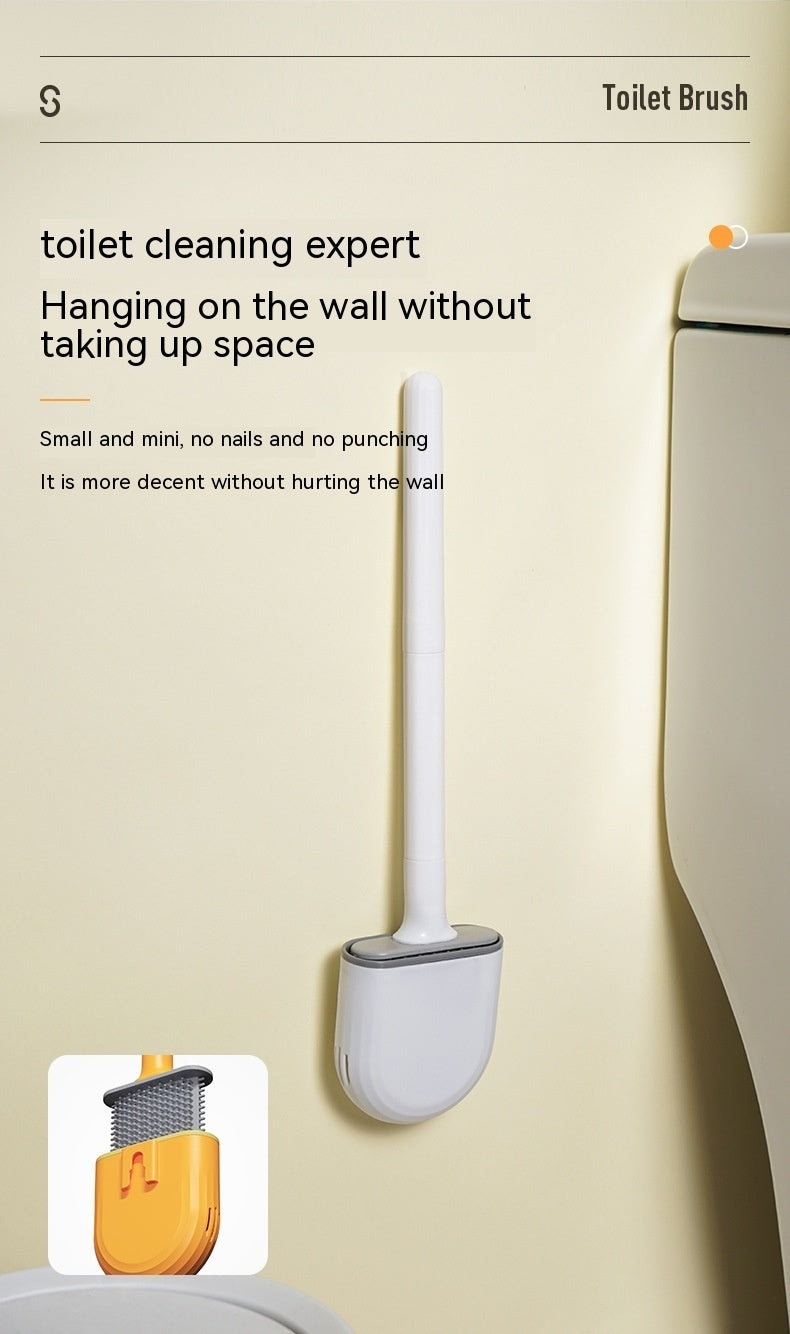 Anti-bacterial silicone toilet brush with moisture-resistant wall mounting holder