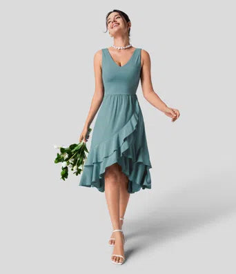 Spaghetti Strap Square Neck Backless Corset Split Bodycon Midi Casual Dress