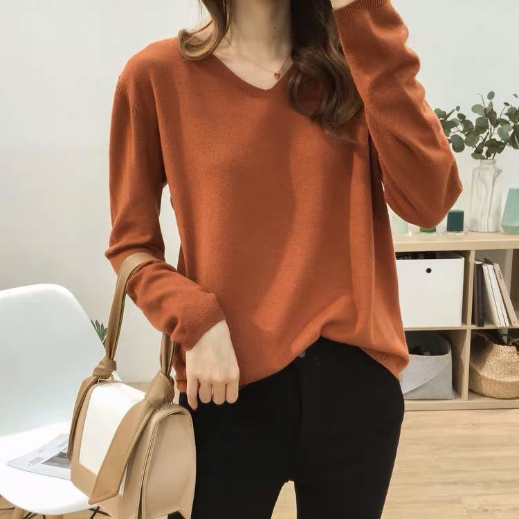 Solid Color Inner Wear Bottoming Shirt Sweater For Women