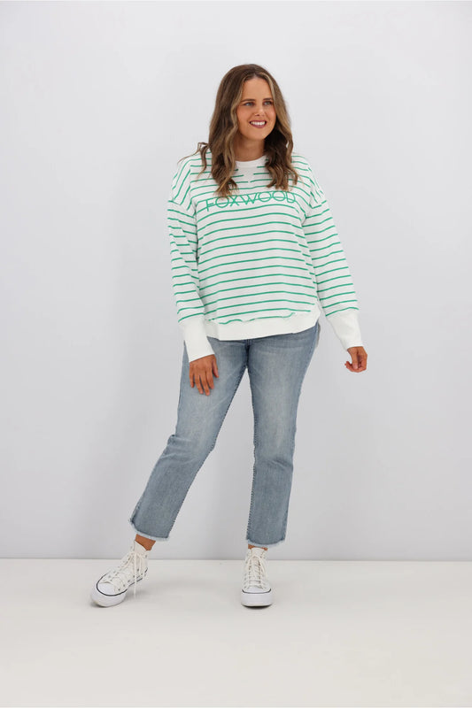 Foxwood Simplified Stripe Crew Green