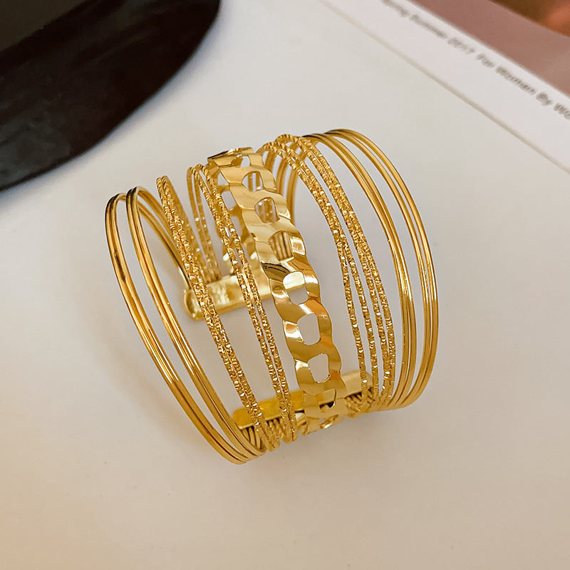 Women's European And American Open Arm All-match Exaggerated Bracelet