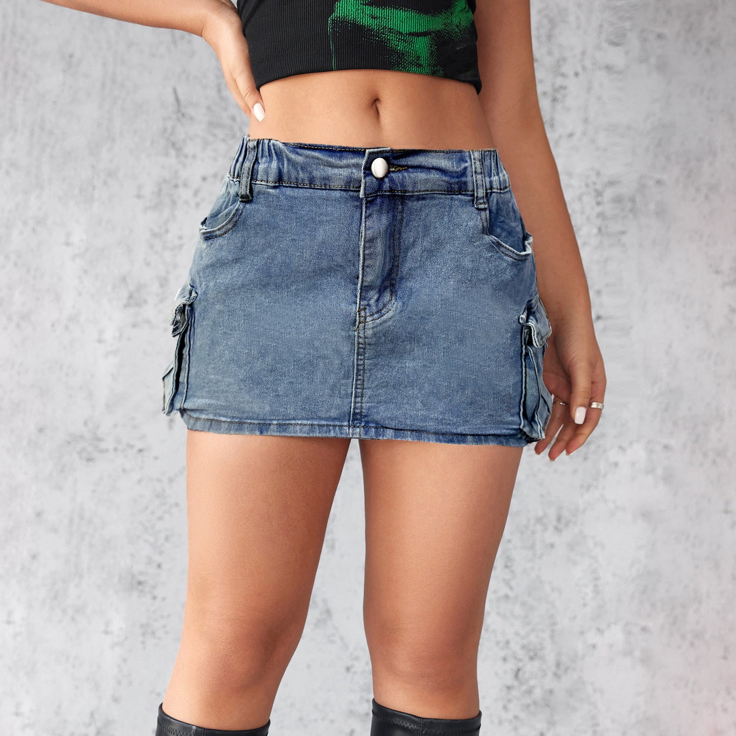 Women's Retro Stretch Slim-fitting Workwear Pocket Skirt