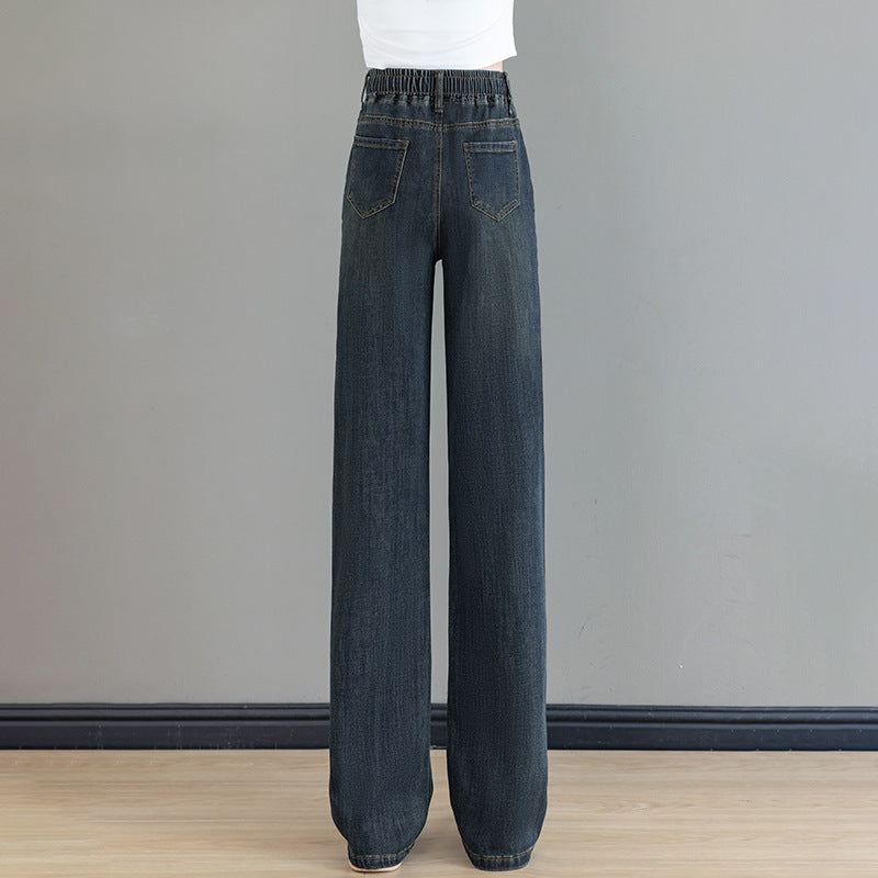 Loose Waist Trimming Lace-up Jeans For Women