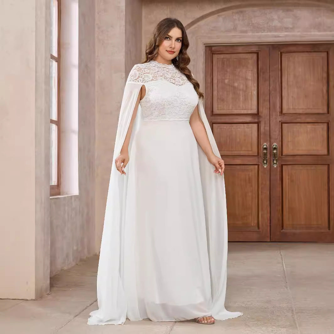 Round Neck Cape Dress Women's Autumn And Winter Cocktail Dress