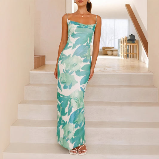 Summer Women's Printed Sleeveless Vest Camisole Sexy Slim Hip Dress