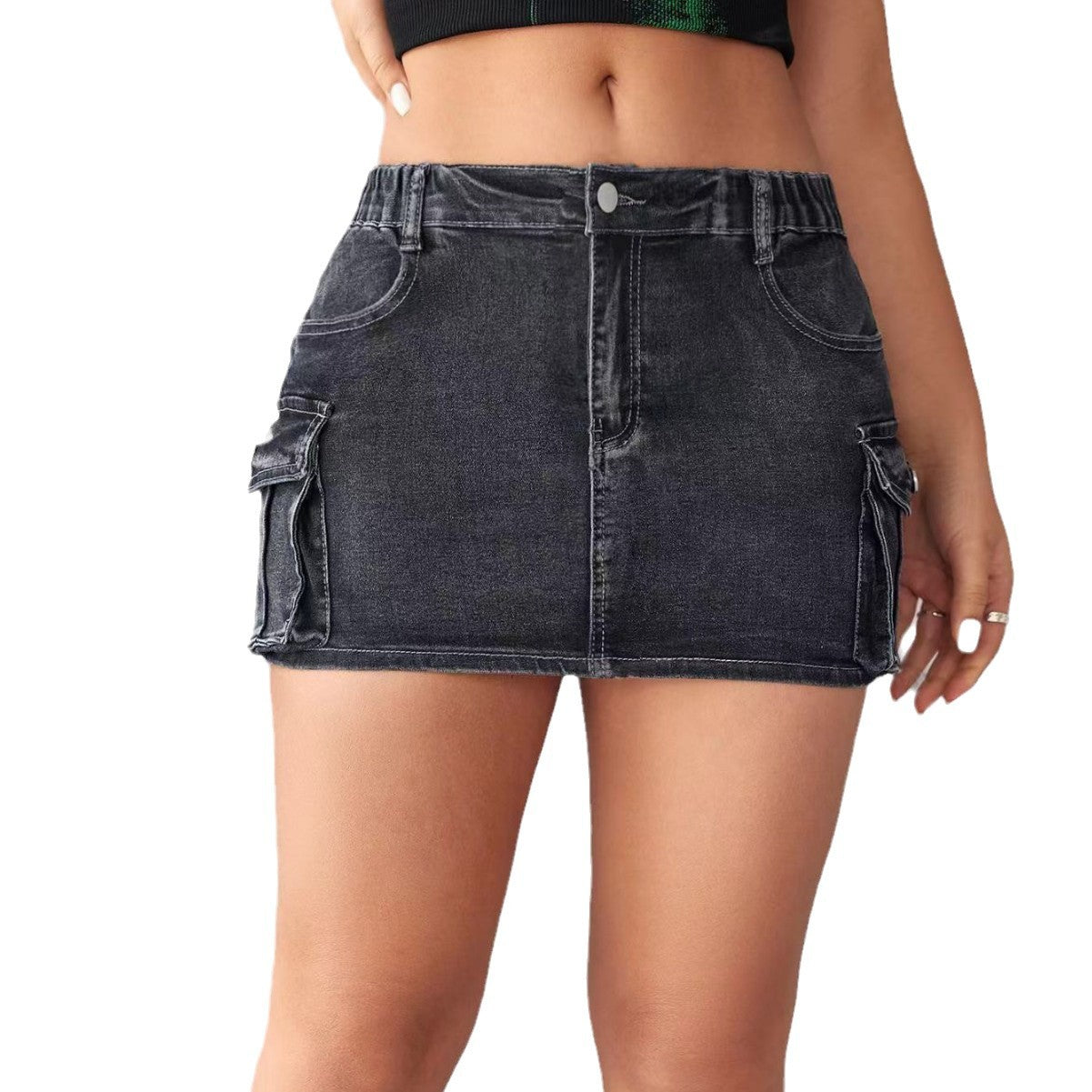 Women's Retro Stretch Slim-fitting Workwear Pocket Skirt