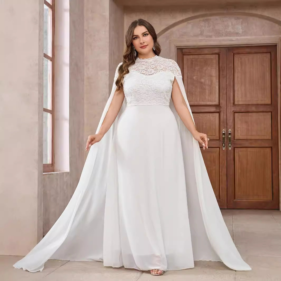 Round Neck Cape Dress Women's Autumn And Winter Cocktail Dress