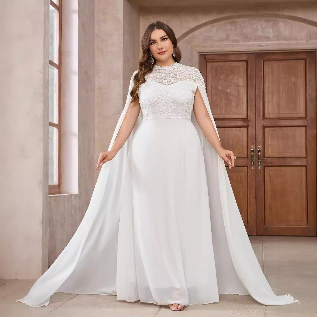 Round Neck Cape Dress Women's Autumn And Winter Cocktail Dress